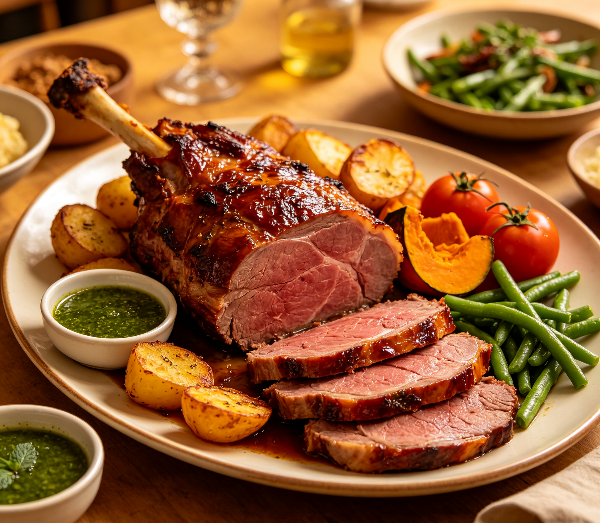 Roast Lamb with Mint Gravy